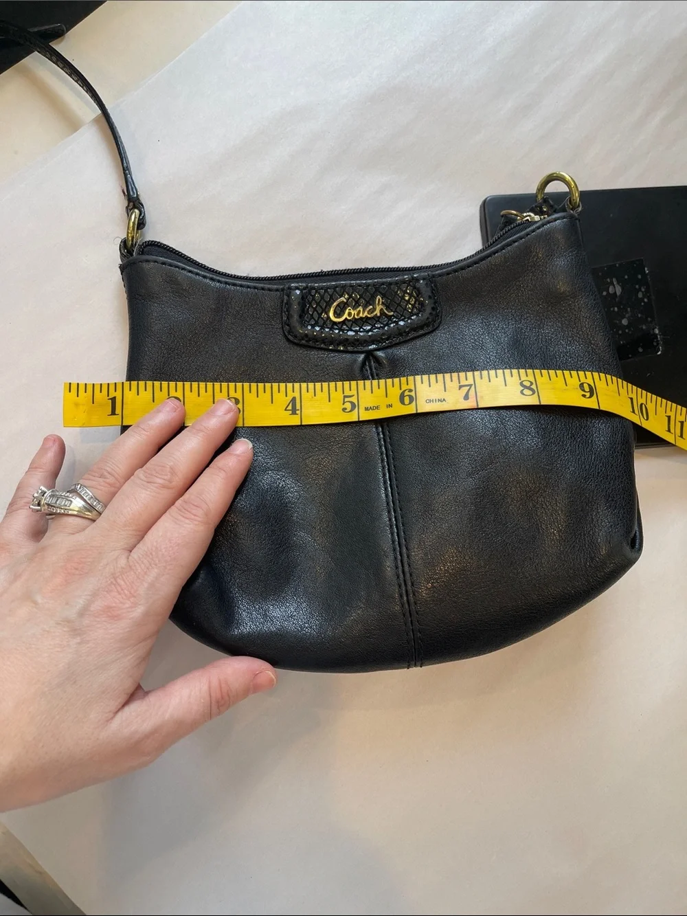 Coach Black Leather Crossbody with Gold Hardware